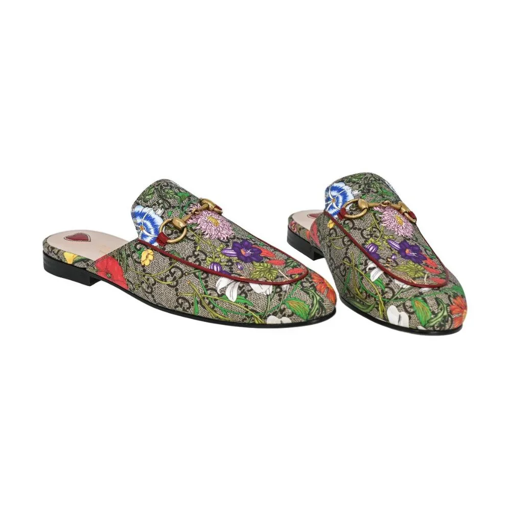 Gucci Women's Princetown GG Supreme Flora Slipper Mules - Picture 2 of 7